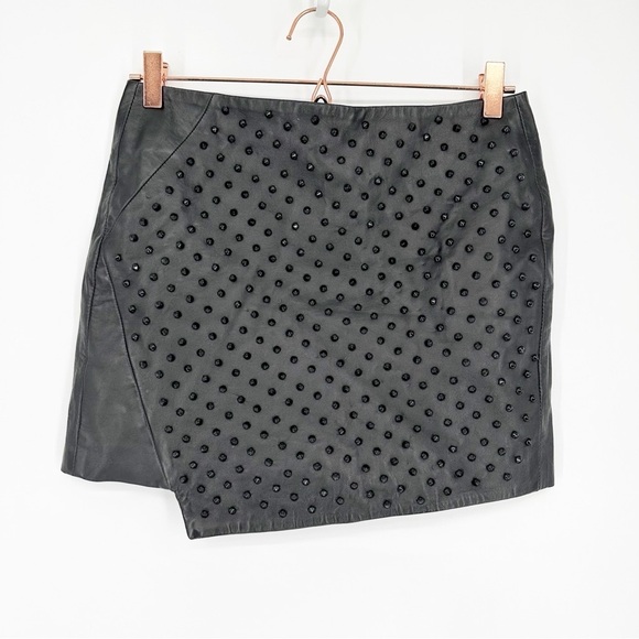 LAMARQUE Studded Leather Mini Skirt Size 4 - Picture 1 of 8